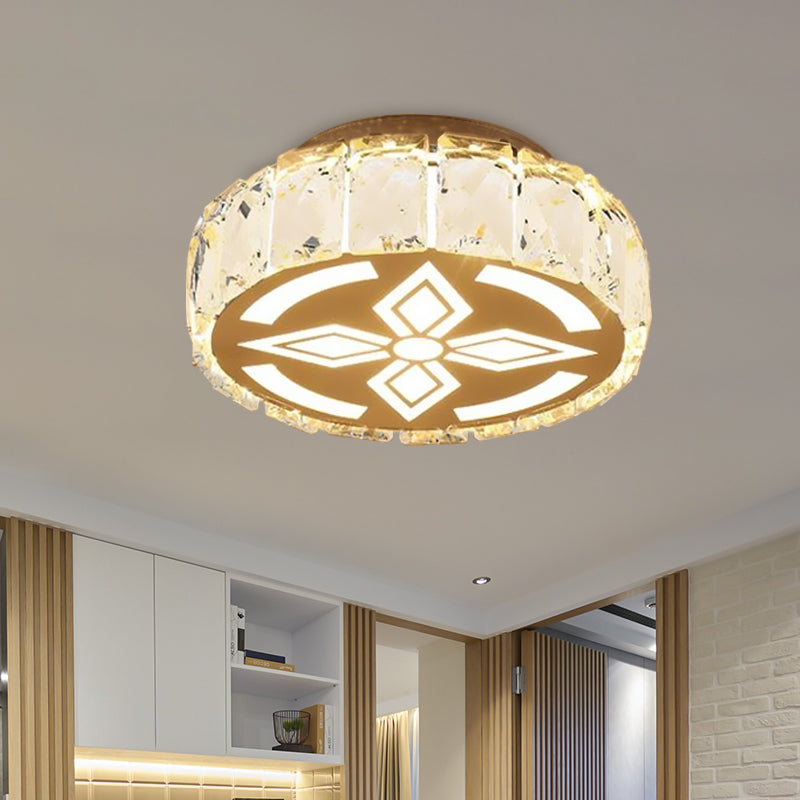 Prismatic Crystal Chrome Ceiling Flush Floral Pattern LED Flush Mount Light Fixture