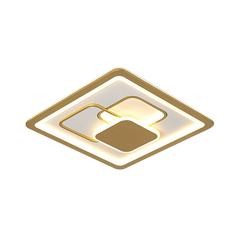 Modern 16"/19.5" Gold LED Flush Mount Fixture with Warm/White Acrylic Light