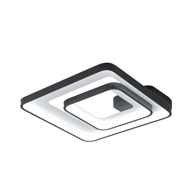 Minimalist Led Flush Mount Light In Black White/Warm - Square Frame Design