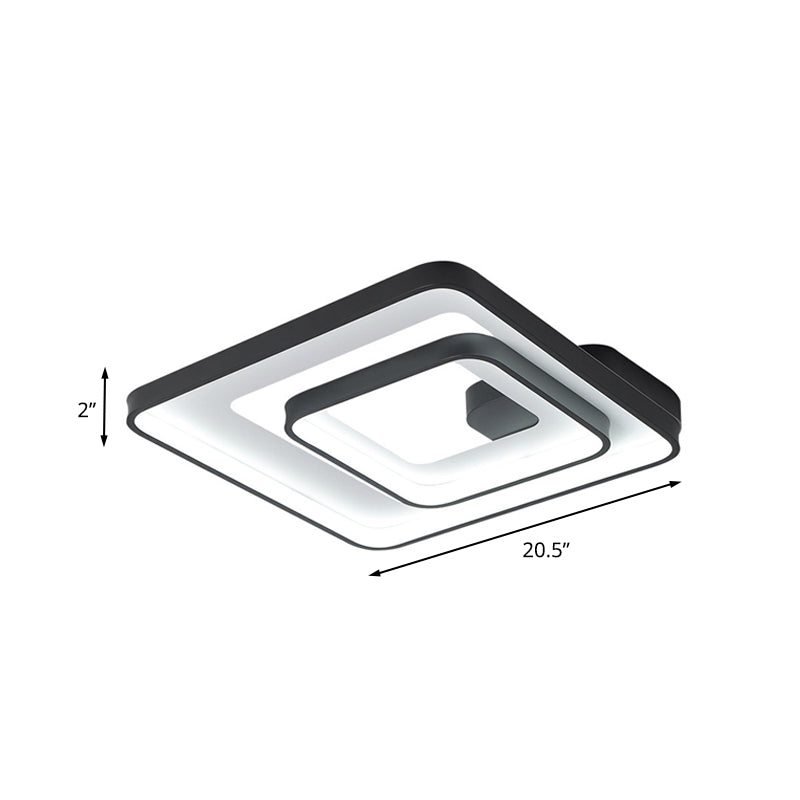 Minimalist LED Flush Mount Light in Black, White/Warm Light - Square Frame Design