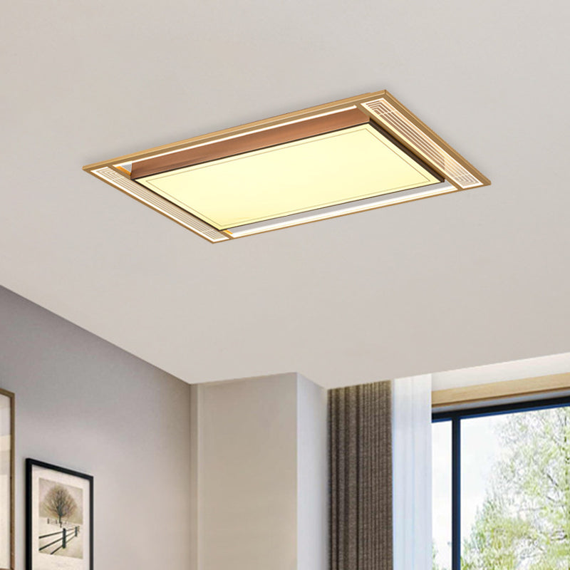 Modern LED Metallic Flush Mount Ceiling Light Fixture - Brown, Square/Rectangle Design - 21"/39" Length