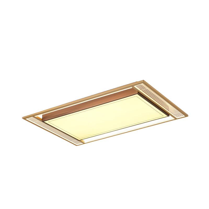 Modern LED Metallic Flush Mount Ceiling Light Fixture - Brown, Square/Rectangle Design - 21"/39" Length
