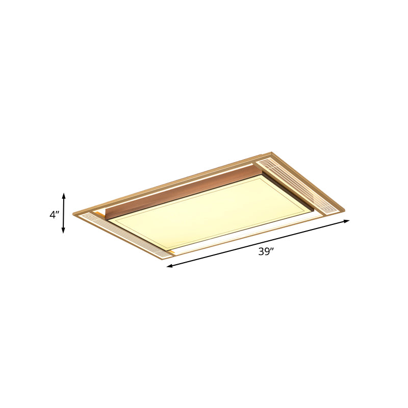 Modern LED Metallic Flush Mount Ceiling Light Fixture - Brown, Square/Rectangle Design - 21"/39" Length