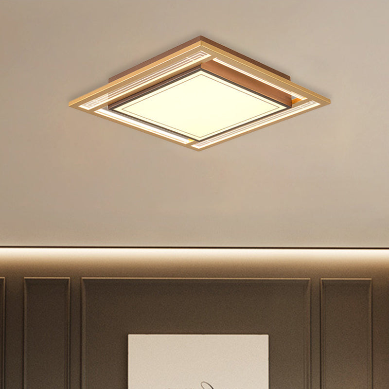 Modern LED Metallic Flush Mount Ceiling Light Fixture - Brown, Square/Rectangle Design - 21"/39" Length