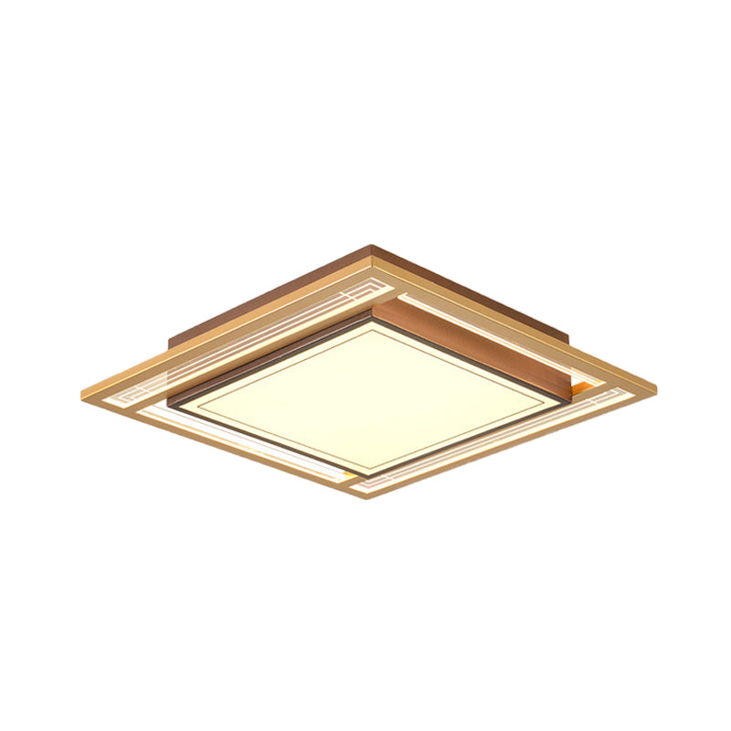 Modern LED Metallic Flush Mount Ceiling Light Fixture - Brown, Square/Rectangle Design - 21"/39" Length