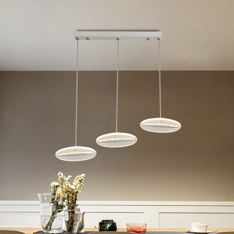 Minimalist Acrylic 3-Head LED Ceiling Pendant in White/Black/Gold - Dining Room Fixture