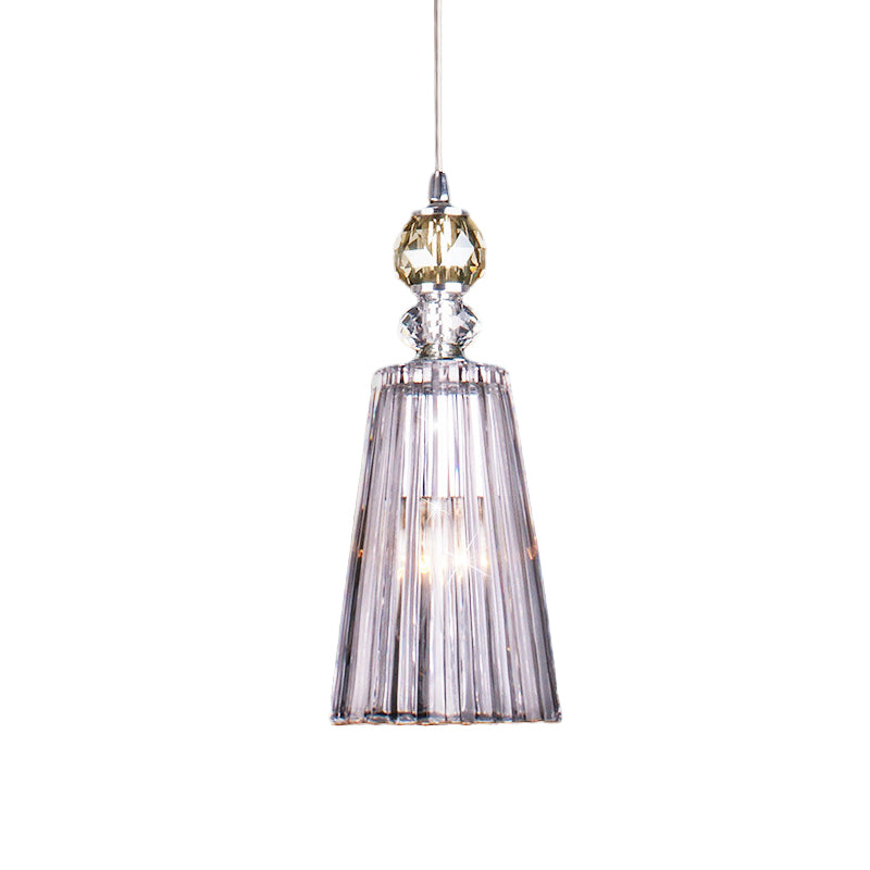 Suspension minimaliste en cristal prismatique transparent avec une seule ampoule