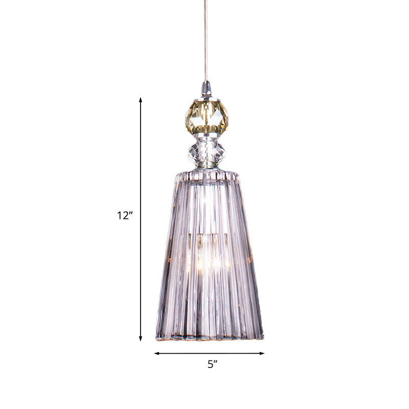 Suspension minimaliste en cristal prismatique transparent avec une seule ampoule