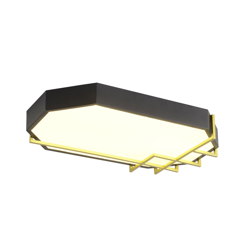 Geometric Black-Gold Ceiling Light: Modern LED Metal Flushmount Lamp (23.5"/31.5" Long)