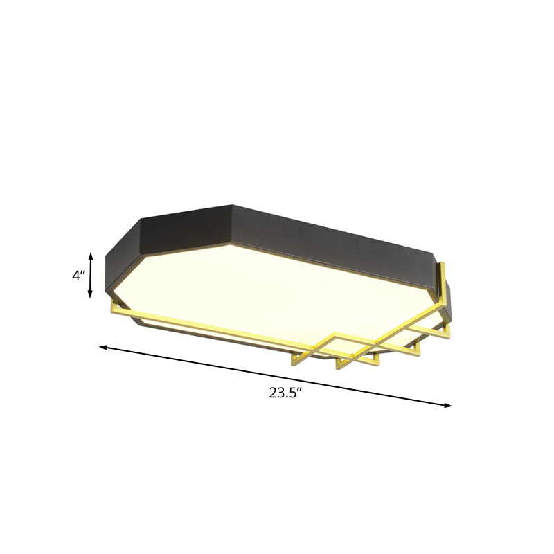 Geometric Black-Gold Ceiling Light: Modern LED Metal Flushmount Lamp (23.5"/31.5" Long)