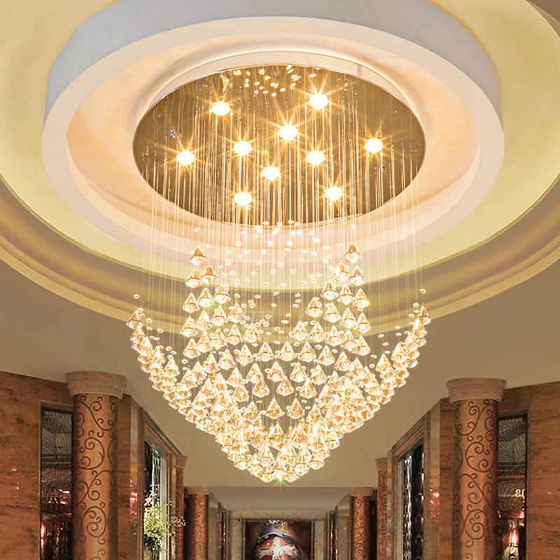 Modern Raindrop Crystal Diamond Flush Ceiling Light Fixture with 8 Heads in Chrome