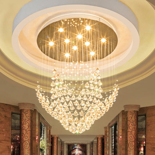 Modern Raindrop Crystal Diamond Flush Ceiling Light Fixture with 8 Heads in Chrome