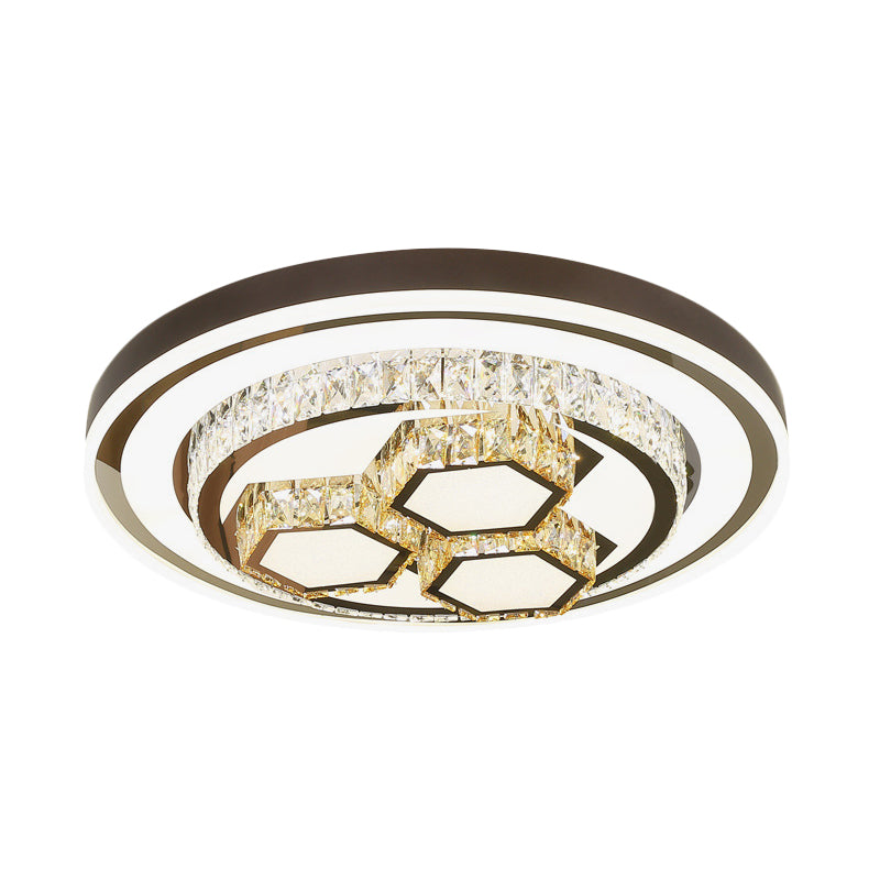 Modern Crystal Geometry Led Ceiling Lamp With Chrome Finish - Perfect For Bedroom Lighting