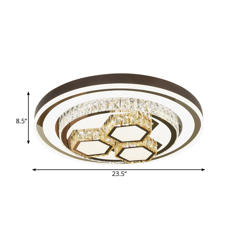 Modern Crystal Geometry Led Ceiling Lamp With Chrome Finish - Perfect For Bedroom Lighting