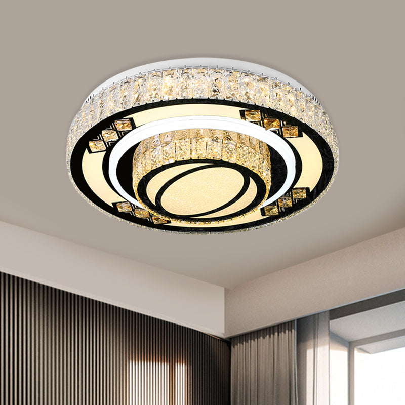 Modern LED Flush Mount Ceiling Light with Crystal Accents