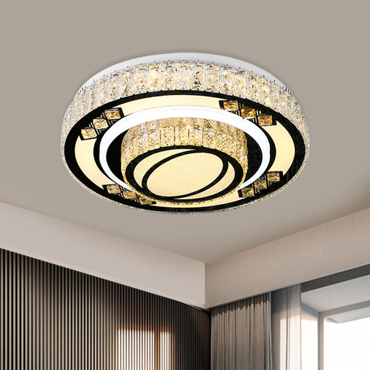 Modern LED Flush Mount Ceiling Light with Crystal Accents