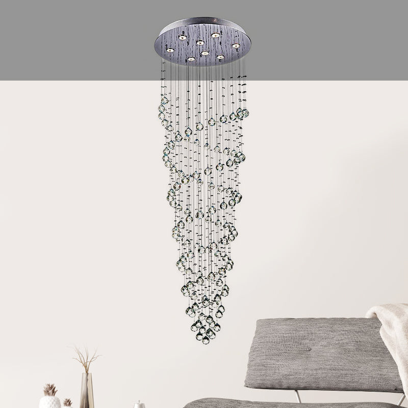 Modern Crystal Beaded Flush Mount Chandelier with 8 Lights in Chrome Finish