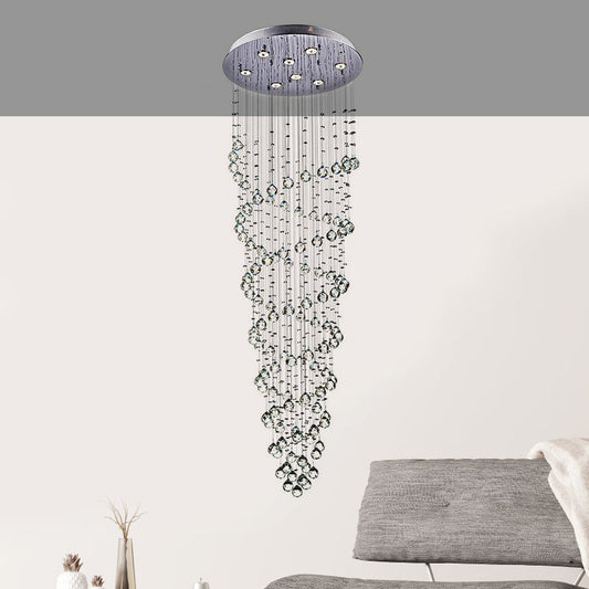 Modern Crystal Beaded Flush Mount Chandelier with 8 Lights in Chrome Finish