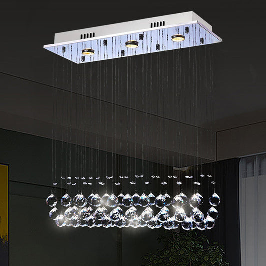 Stylish Crystal Ball LED Flush Light - Contemporary Chrome Ceiling Mount Lamp for Dining Room