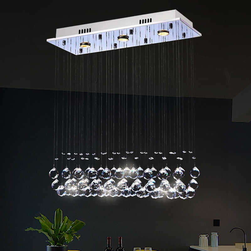 Stylish Crystal Ball LED Flush Light - Contemporary Chrome Ceiling Mount Lamp for Dining Room