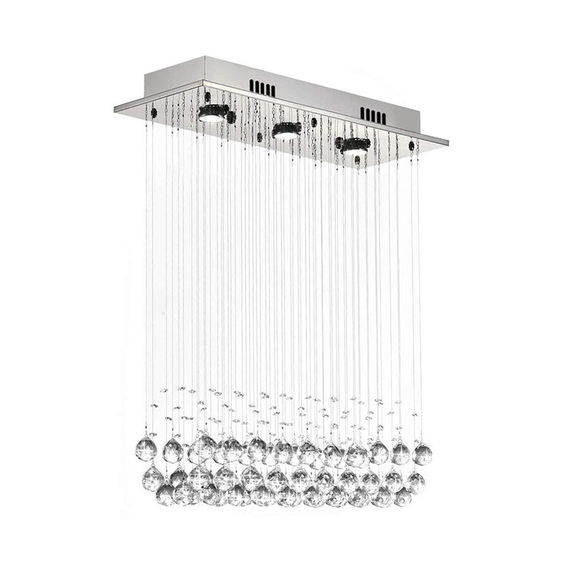 Stylish Crystal Ball LED Flush Light - Contemporary Chrome Ceiling Mount Lamp for Dining Room