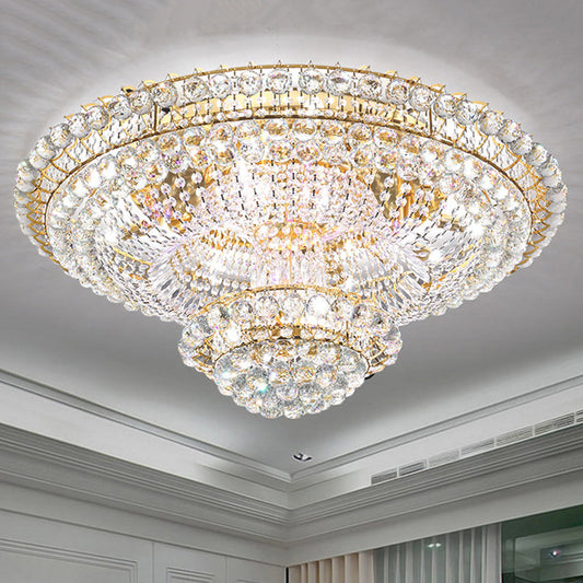 Gold Crystal Beaded LED Flush Mount Ceiling Light - Modern Parlor Fixture