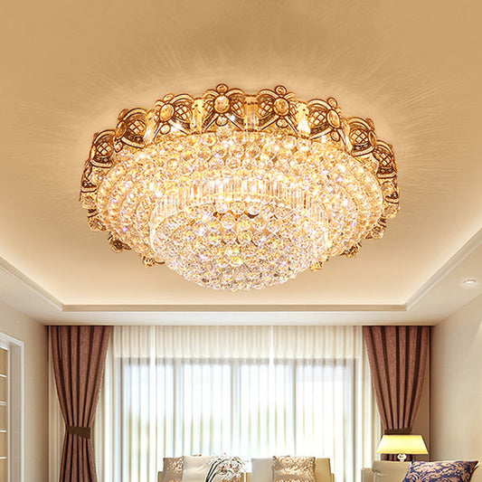Modernist Gold Crystal LED Flush Ceiling Light: Multi-Tier Flush Mount Fixture