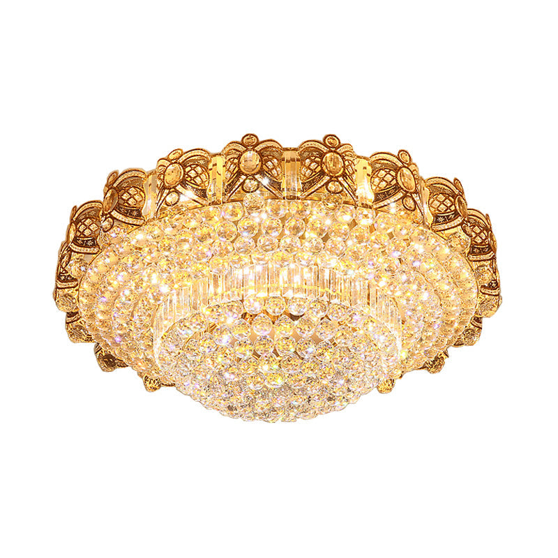 Modernist Gold Crystal LED Flush Ceiling Light: Multi-Tier Flush Mount Fixture