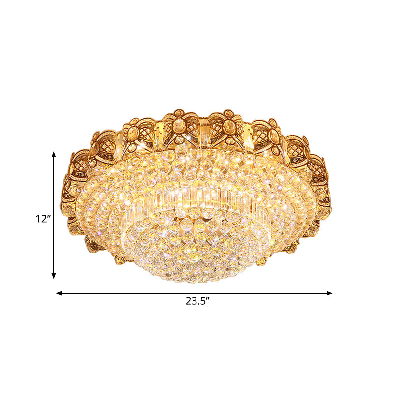 Modernist Gold Crystal LED Flush Ceiling Light: Multi-Tier Flush Mount Fixture