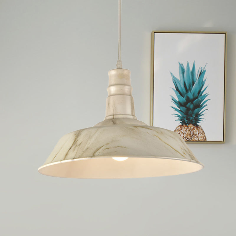 Vintage Aluminum Hanging Lamp Kit with Barn Shade, Ideal for Dining Room - White/Green/Red Brown