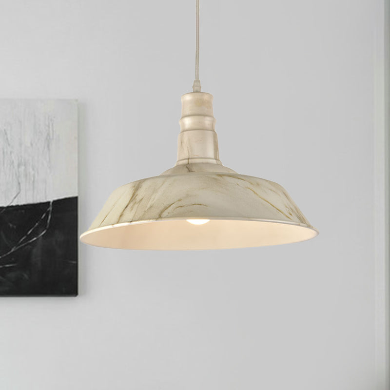 Vintage Barn Shade Hanging Lamp Kit - Aluminum Ceiling Pendant In White/Green/Red Brown Ideal For