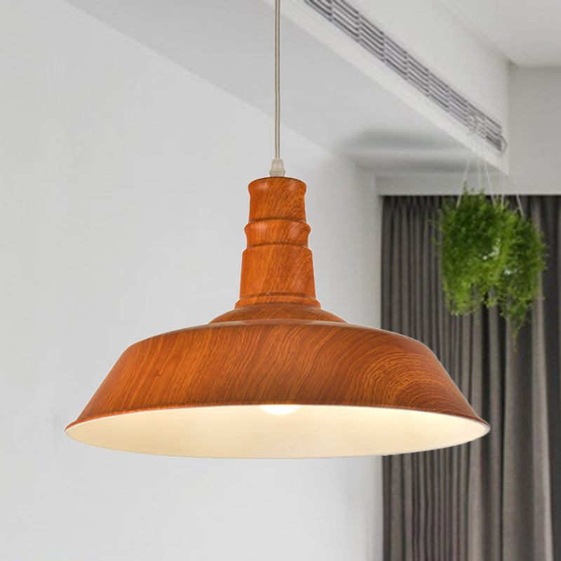 Vintage Aluminum Hanging Lamp Kit with Barn Shade, Ideal for Dining Room - White/Green/Red Brown