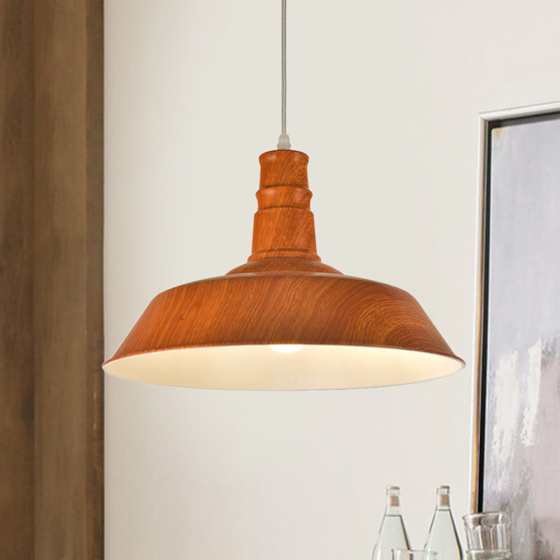 Vintage Barn Shade Hanging Lamp Kit - Aluminum Ceiling Pendant In White/Green/Red Brown Ideal For