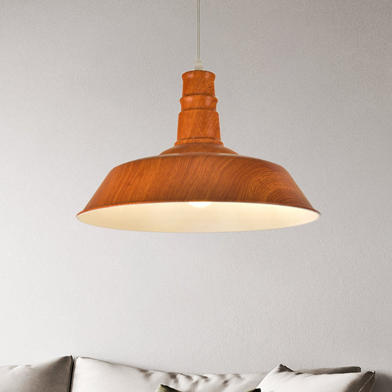 Vintage Aluminum Hanging Lamp Kit with Barn Shade, Ideal for Dining Room - White/Green/Red Brown