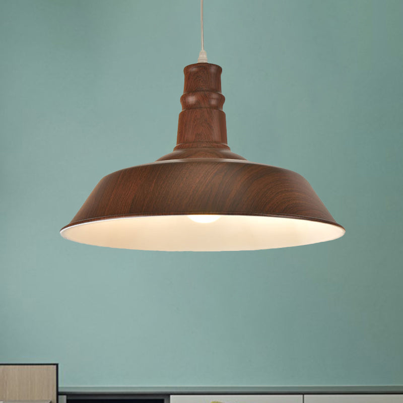 Vintage Barn Shade Hanging Lamp Kit - Aluminum Ceiling Pendant In White/Green/Red Brown Ideal For
