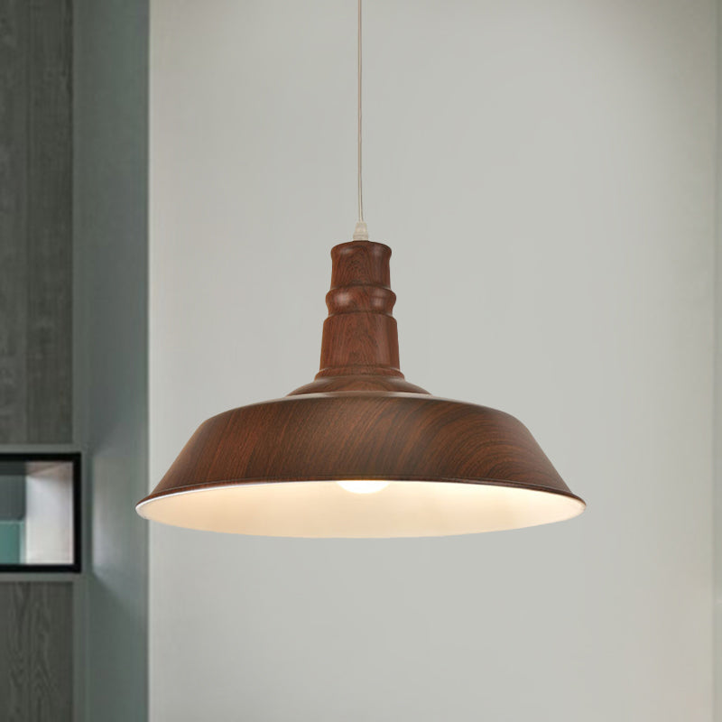 Vintage Barn Shade Hanging Lamp Kit - Aluminum Ceiling Pendant In White/Green/Red Brown Ideal For