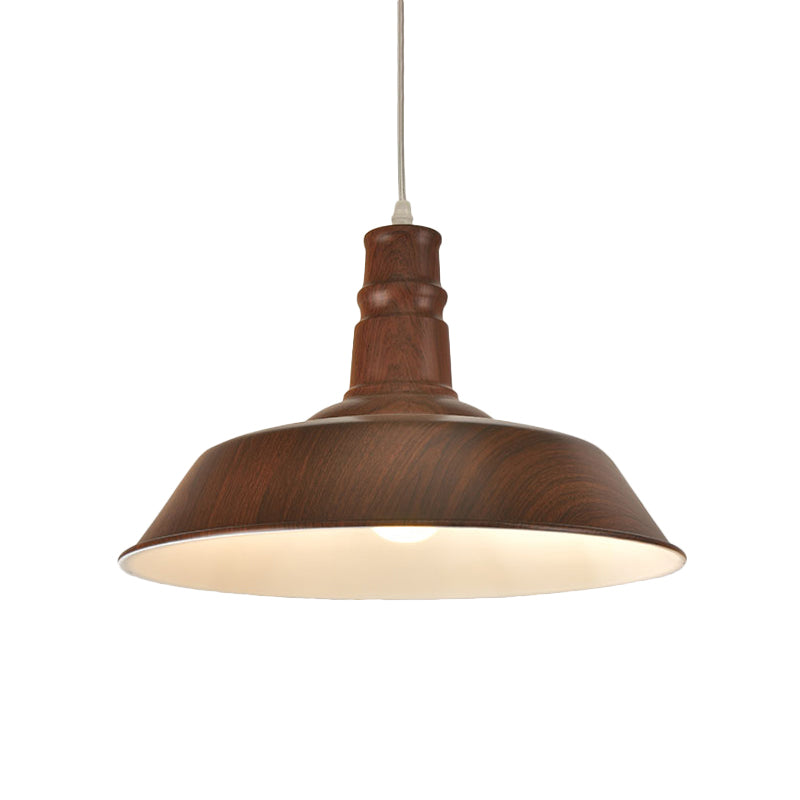 Vintage Barn Shade Hanging Lamp Kit - Aluminum Ceiling Pendant In White/Green/Red Brown Ideal For