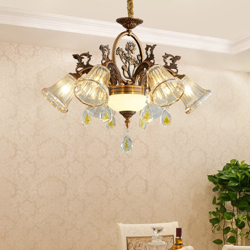 Traditional Crystal Dining Room Chandelier - Bronze Finish 6/8 Bulbs Suspended Lighting Fixture 6 /