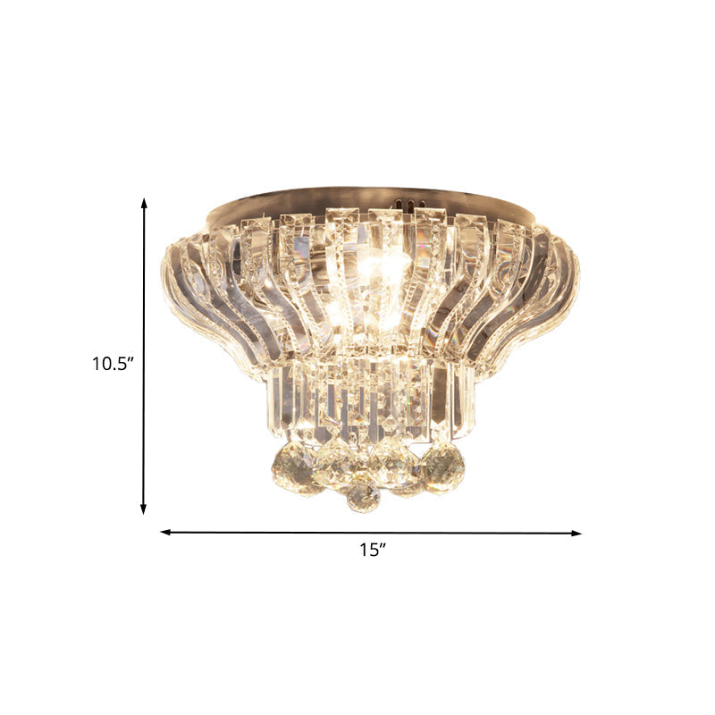 Minimalist Crystal LED Flush Mount Light for Bedroom - Stylish & Compact Ceiling Lighting