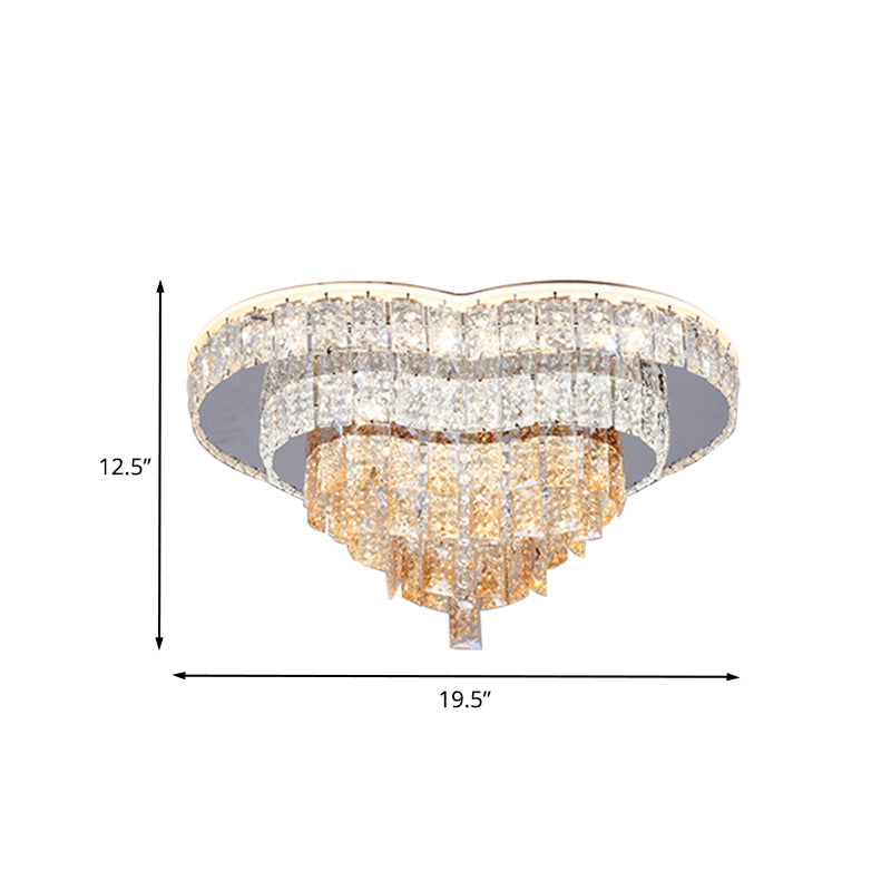 Plafonnier LED en cristal à encastrer Love Heart - Télécommande, design blanc moderniste