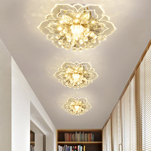 Modern LED Crystal Flushmount Light for Corridor - Blossom Mini Ceiling Lamp