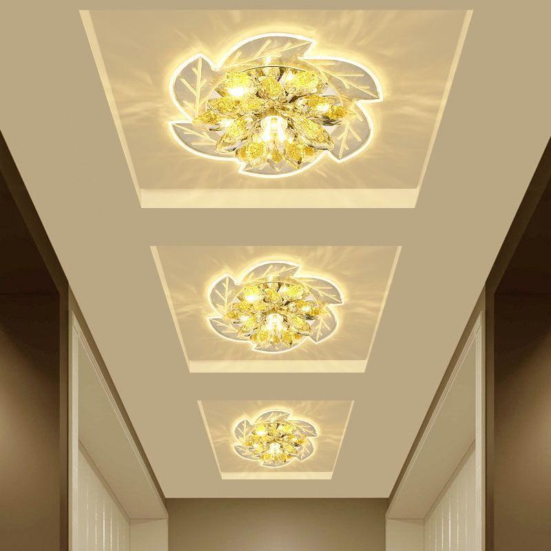 Modern LED Crystal Flower Ceiling Light Flush Mount