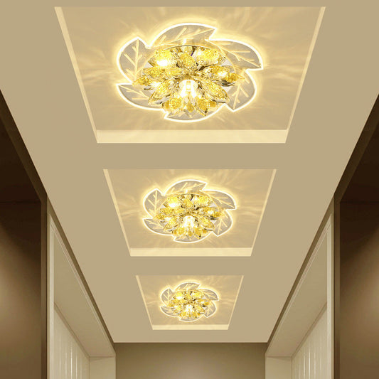 Modern LED Crystal Flower Ceiling Light Flush Mount