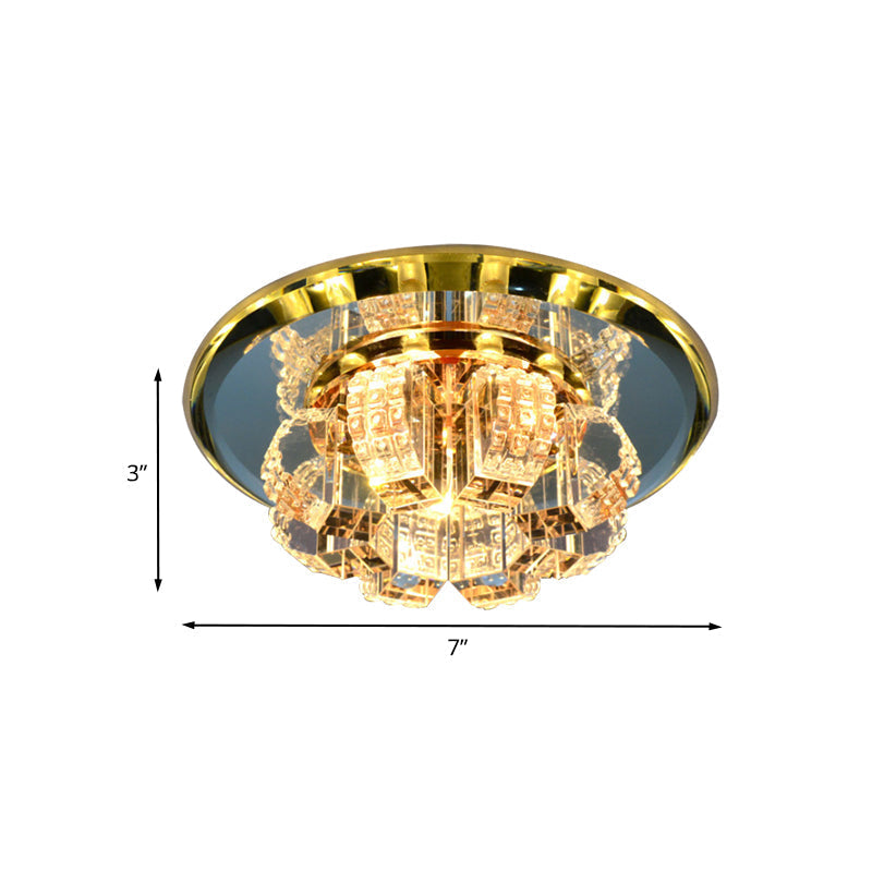 Gold Crystal Flush Mount LED Ceiling Light - Modern Mini Blooming Design for Hallway or Corridor