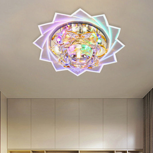 Lotus LED Crystal Ceiling Light for Modern Hallway