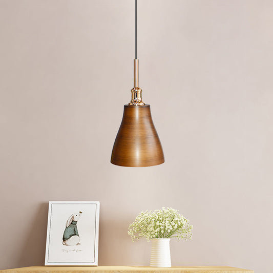 Vintage Metallic Cone/Bowl Pendant Light – 6"/11" Wide – 1-Light – Brown Finish for Dining Room Ceiling