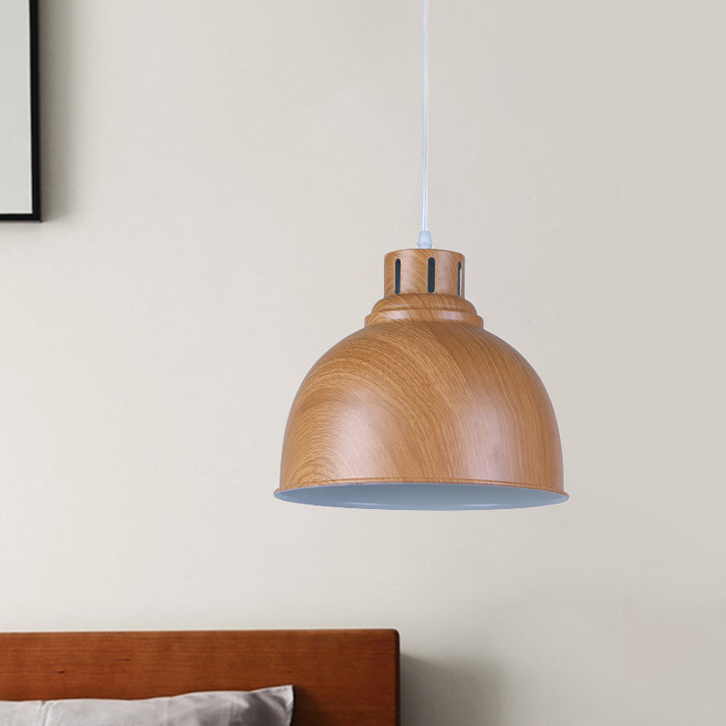 Vintage Aluminum Brown Pendant Light With Domed Shade - Perfect For Dining Room Lighting