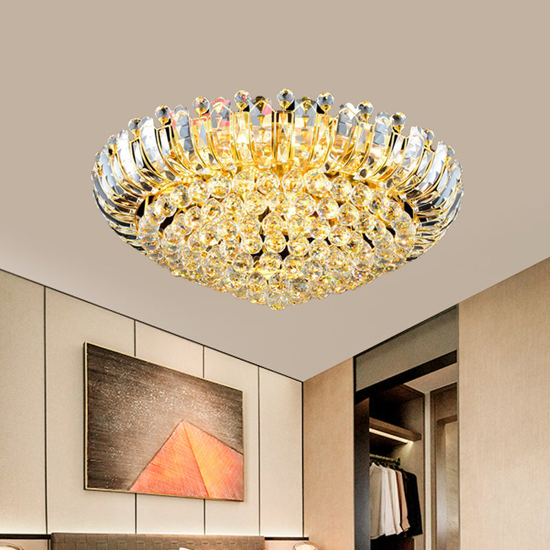Stylish LED Crystal Orb Flush Mount Chandelier in Gold