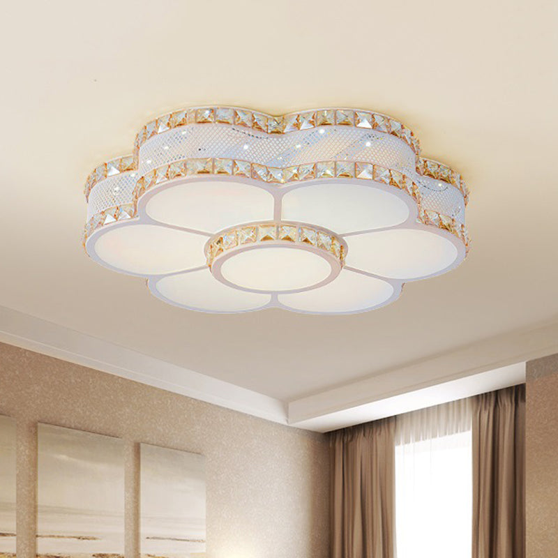 Gold Metal LED Sunflower Ceiling Lamp with Crystal Trim - 19.5"/23.5" Wide