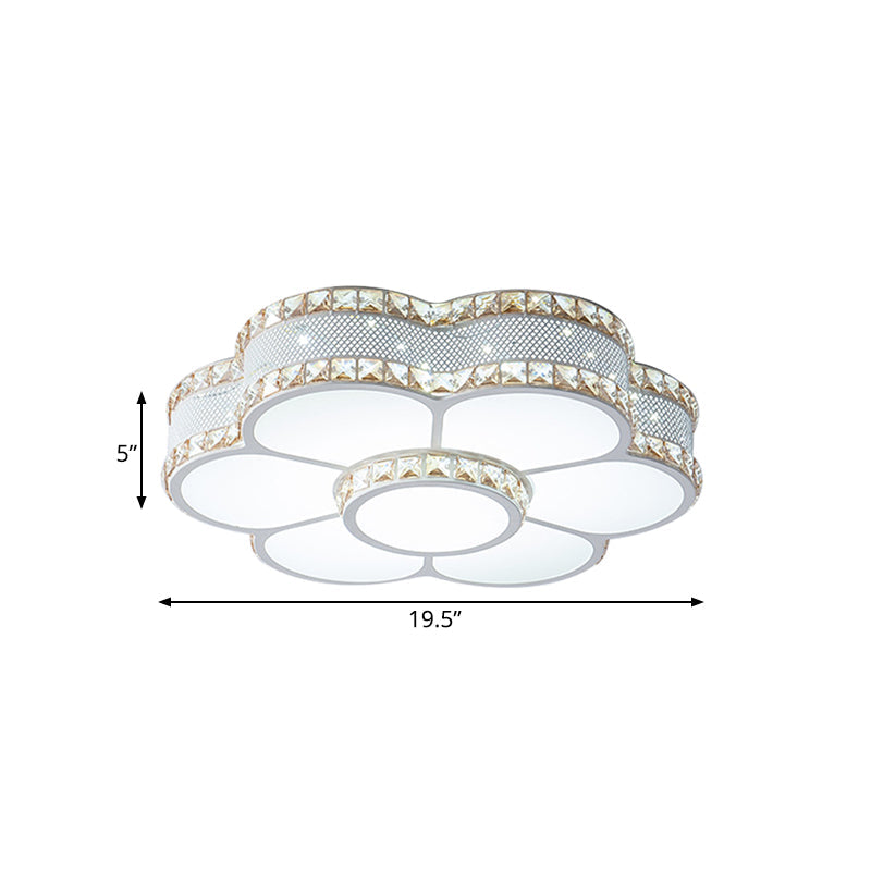 Gold Metal LED Sunflower Ceiling Lamp with Crystal Trim - 19.5"/23.5" Wide